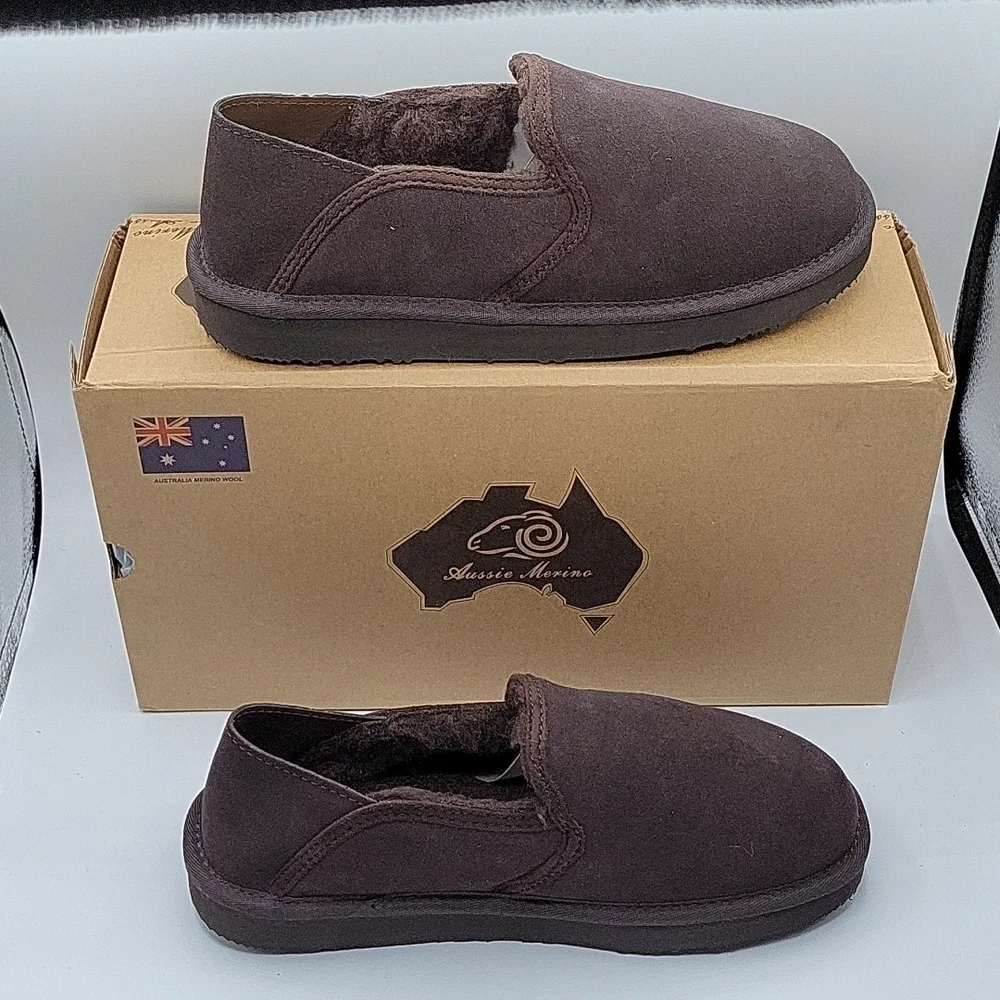 Aussie Merino Byron Suede Slippers Chocolate  Brown 8